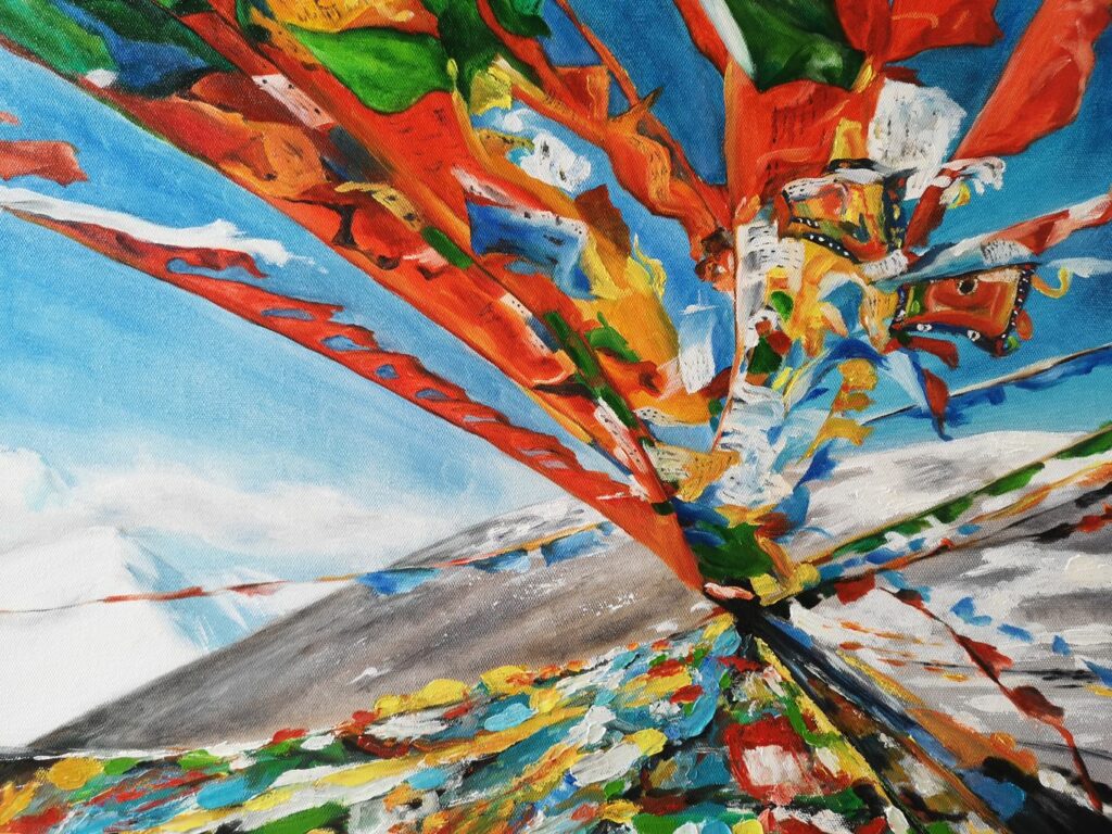 风中吟诵的经幡|油画创作